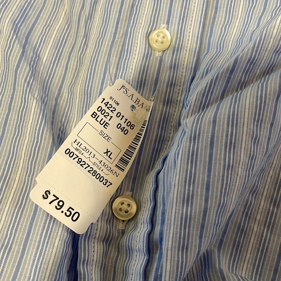 NWT Jos. A. Bank Stays Cool Blue and White Pinstripe Button Down Dress Shirt - Picture 10 of 10